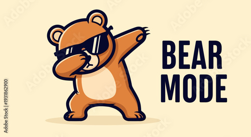 Cartoon Bear Wearing Sunglasses and Dabbing.