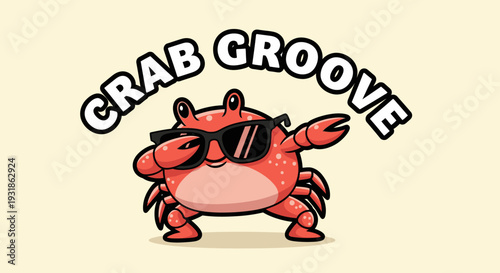 Cartoon Crab Wearing Sunglasses Dancing.