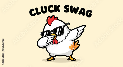 Cartoon Chicken Wearing Sunglasses and Dancing.