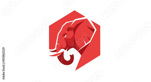 Red Elephant Logo Graphic Design Element.