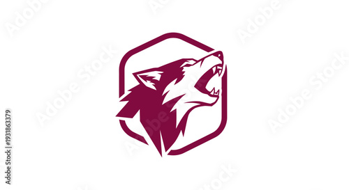 Red Wolf Logo Graphic Design Element.