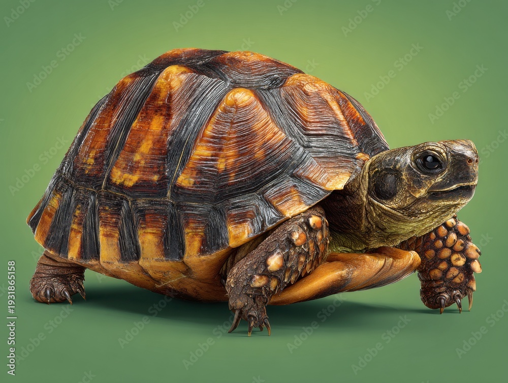 Fototapeta premium turtle small natural isolated on a green background
