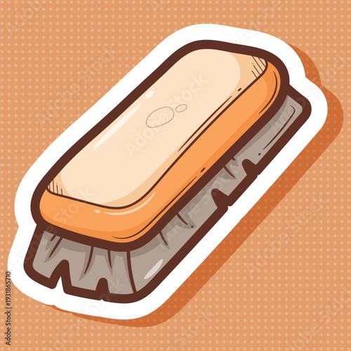 Hand-Drawn Cleaning Brush Sticker
