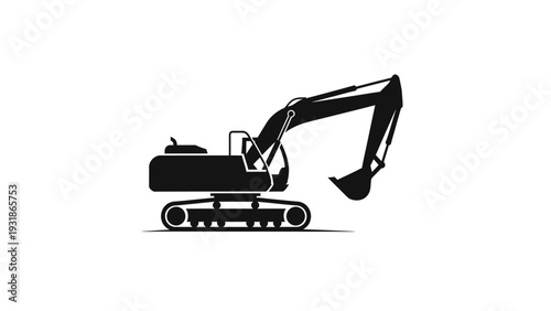 Excavator Silhouette Icon - Construction Machine Vector Graphic