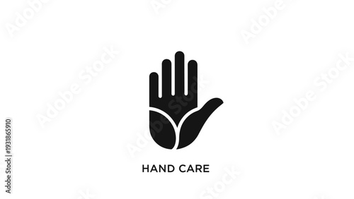 Black hand icon with text "HAND CARE" on white background