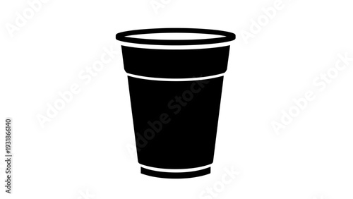 Black Silhouette of a Disposable Plastic Cup Icon