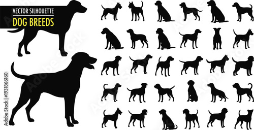 Set of dog silhouettes vector illustration icons