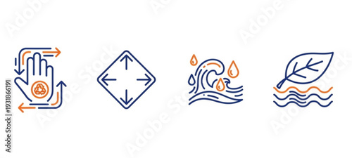 fabric properties icons, icon set of elasticity, moisture absorption, air permeability, softness, layers, fabric line art vector