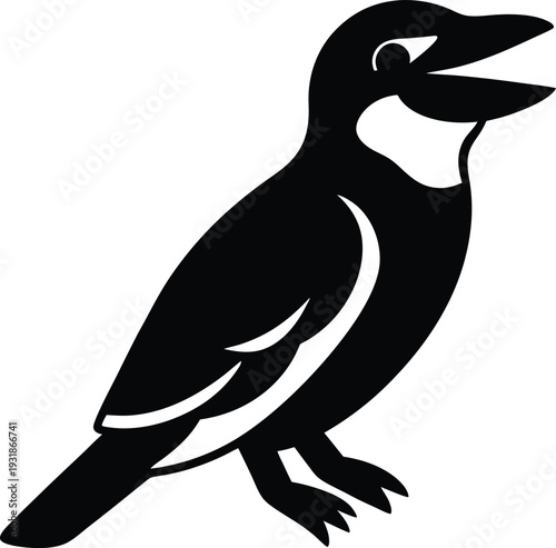 Laughing Kookaburra Silhouette Vector Art Illustration