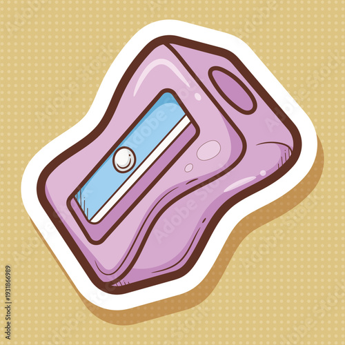 Cute Purple Pencil Sharpener Sticker Vector Art