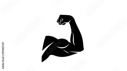 Strong Bicep Flexing Arm Silhouette Icon - Fitness and Strength Symbol