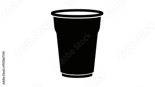 Black disposable plastic cup icon, isolated on white background, vector illustration.
