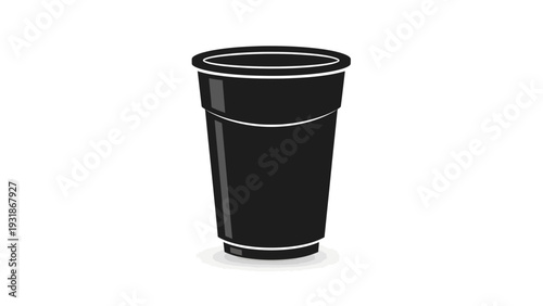 Black Plastic Cup Illustration - Isolated on White Background