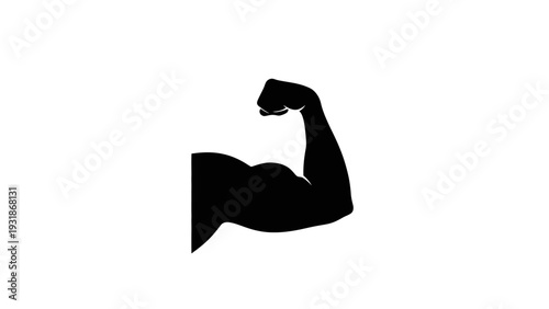 Silhouette of a flexed bicep muscle on a white background