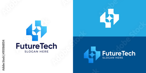 Creative modern future tech logo template. Fintech logo design vector illustration.