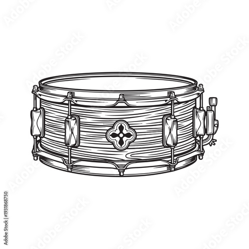 Detailed Snare Drum Illustration, snare drum, percussion, musical instrument, music