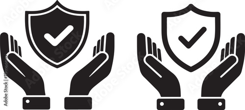 Protective hands shielding a secure shield with checkmark