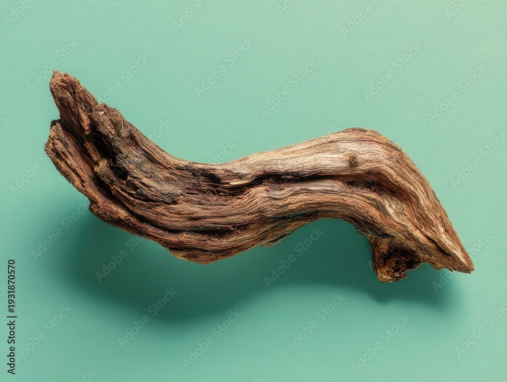 Fototapeta premium driftwood piece isolated on a green background