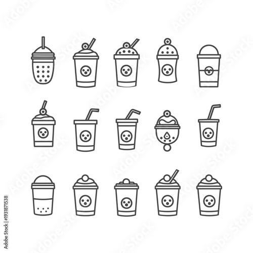 A Collection of Bubble Tea and Smoothie Cup Icons
