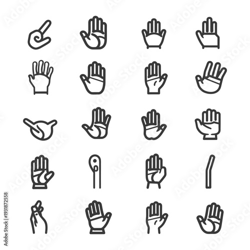 A Collection of Hand Gestures Depicted as Line Icons