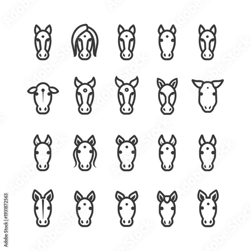A Collection of Horse and Cow Head Icons
