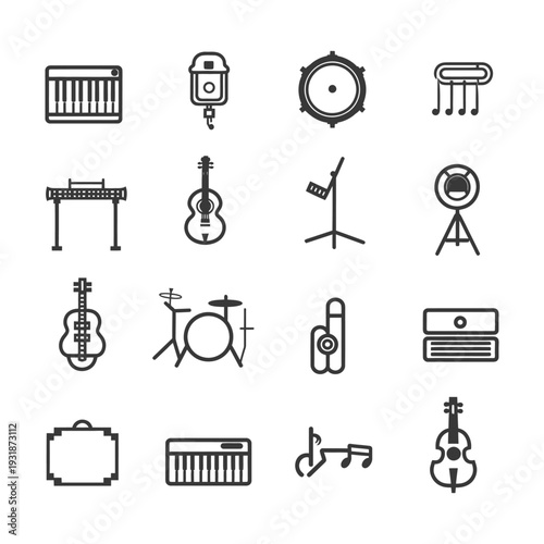 A Collection of Musical Instrument and Equipment Icons