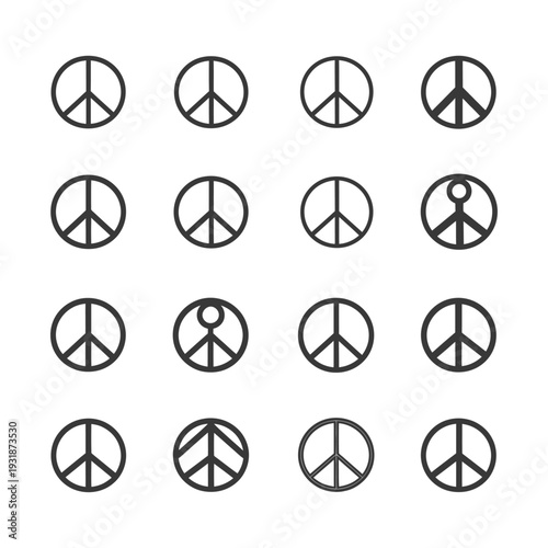A Collection of Peace Symbol Variations in Black and White