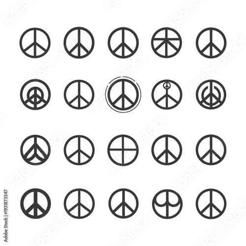 A Collection of Peace Symbol Variations in Black and White