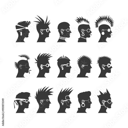 A Collection of Punk Hairstyle Silhouettes