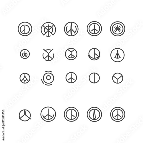 A Collection of Peace Sign Variations in Circle Frames