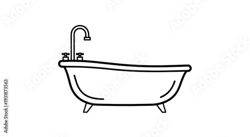 A classic freestanding bathtub with a faucet and spout for relaxation and bathing