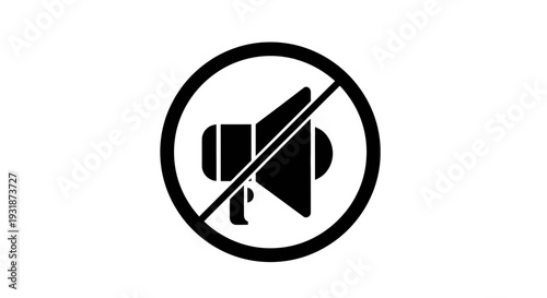 Graphic symbol indicating prohibition of sound or audio usage in a space or event.
