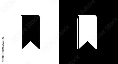 Two contrasting corner bookmark icons on a black background