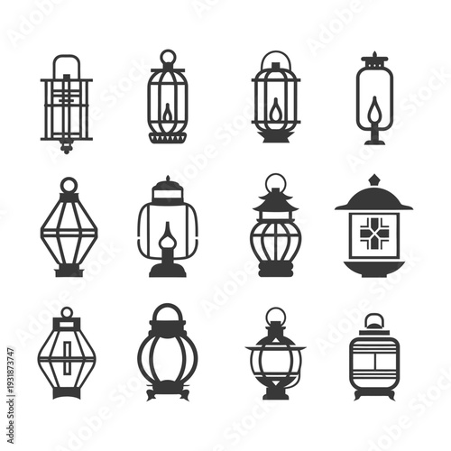 A Collection of Silhouette Lanterns with Different Designs