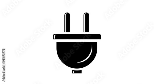 A simple black and white illustration of a two-prong electrical plug