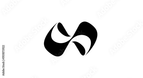 Abstract black and white intertwined swirl logo design on clean background