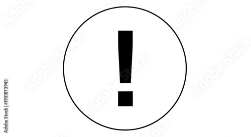 A simple black exclamation mark symbol inside a white circle on a plain background