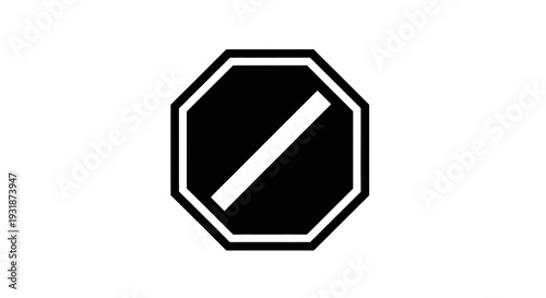 Black and white octagonal stop sign with a diagonal line through it