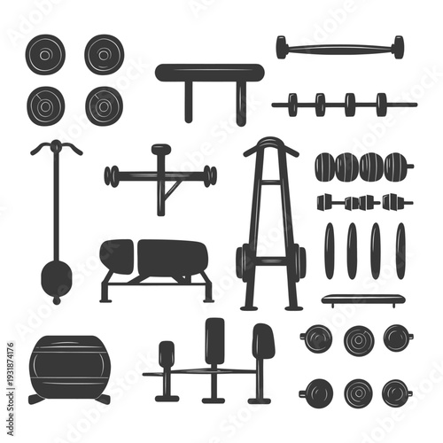 A Collection of Silhouettes of Gym Equipment