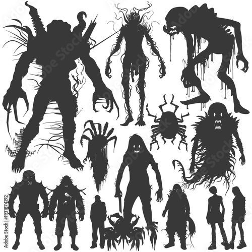 A Collection of Silhouettes of Various Monstrous Figures