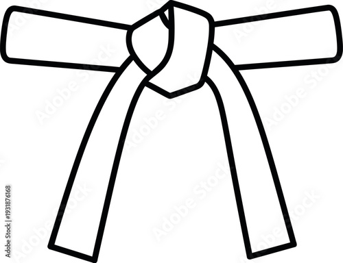 Simple black and white outline drawing of a martial arts belt tied securely