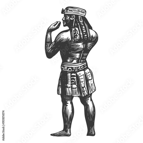 A Hand-Drawn Illustration of an Ancient Egyptian Man in Traditional Attire