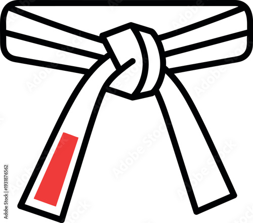 Iconic illustration of a black belt with a red bar indicating high rank achievement