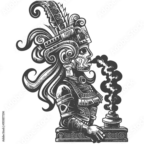 Ancient Mayan Woman Holding a Ceremonial Incense Burner