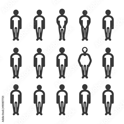 A Row of Simple Stick Figure People with One Different Person