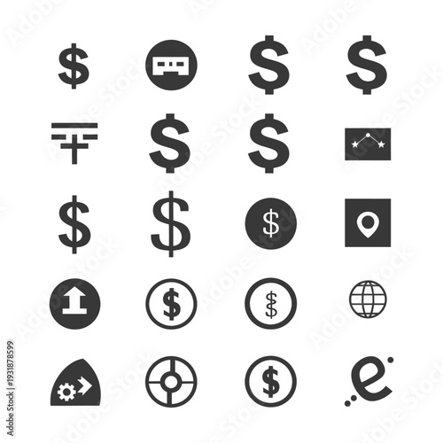 A Set of 18 Grey Icons Representing Various Business Concepts