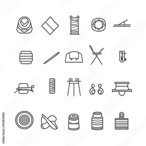 A Set of 20 Sewing and Tailoring Line Icons