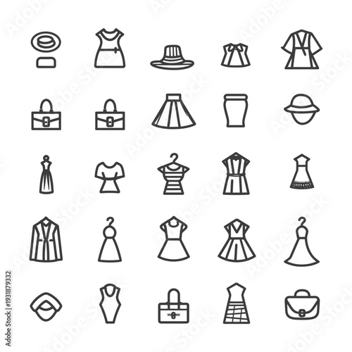 A Set of 25 Clothing and Accessory Icons