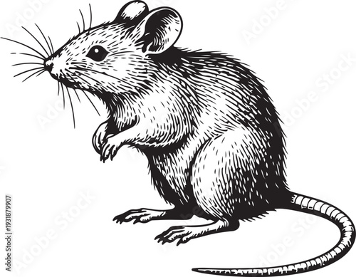 A classic illustration of a small rodent sitting upright on its hind legs Vector, illustration