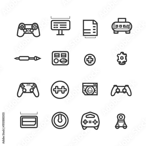 A Set of Line Drawings of Video Game Icons